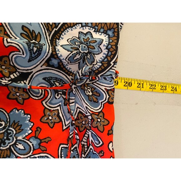 Loft Dress Red & Blue Floral Knee-Length Long Sleeves Medium - Picture 4 of 6